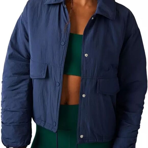 Free People Movement Off The Bleachers Coaches Jacket in Midnight Navy, XS $148 - Picture 5 of 10